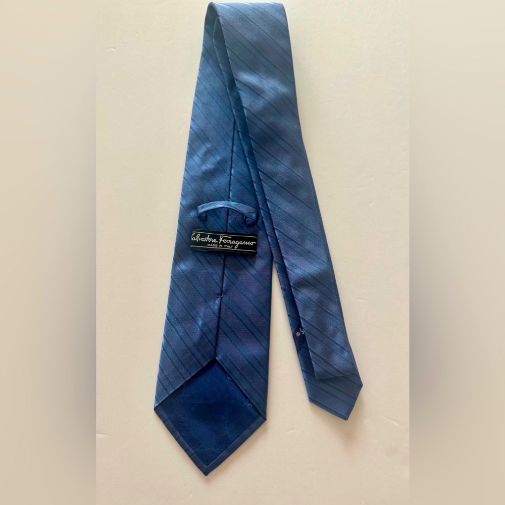 Salvatore Ferragamo Striped Navy Tie